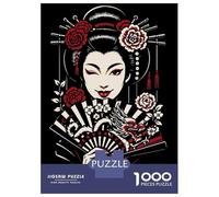 Jigsaw for Teenagers1000 Pieces Winking Geisha with Dragon Fan Jigsaws for Adults Brain Teaser Game Enhance Memory Help The Brain Exercise 70x50cm/1000pcs