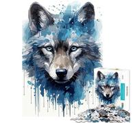 Jigsaw for Teenagers1000 Pieces Wolf Cub Face Watercolor Learning Educational Toys Educational Game Perfect Decoration Birthday Gifts (Size 50x75cm)