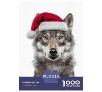 Jigsaw for Teenagers1000 Pieces Wolf Wearing A Christmas Santa Hat Puzzles for Adults Relax Games Precision Cutting Deal As Gifts for The Whole Family 70x50cm/1000pcs