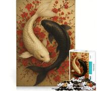 Jigsaw for Teenagers1000 Pieces Yin Yang Koi Fish Fun Games Train Your Brain And Hands Suitable for Desktop Decoration 50x75cm
