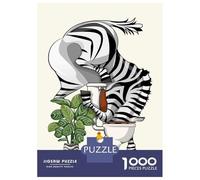 Jigsaw for Teenagers1000 Pieces Zebra Drinking from Toilet Jigsaw for Adults Toy Wall Decor A Work of Art Unique Birthday And Gifts 38x26cm/1000pcs