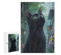 Jigsaw for Teenagerss 1000 PCS Black Cat Rainy Puzzle for Adults Relax Games But Fun And Humorous Unique Birthday And Xmas Gifts 1000 PCS