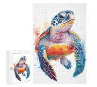 Jigsaw for Teenagerss 1000 PCS Colorful Sea Turtle Watercolor Adult Jigsaw Puzzle Brain Teaser Game Perfect Decoration Fun at Home Activities, 1000 PCS