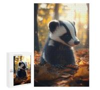 Jigsaw for Teenagerss 1000 PCS Cute Badger in Autumn Teenagers Puzzles Relaxing Games Pattern Assembly Unique Birthday And Xmas Gifts 1000 PCS