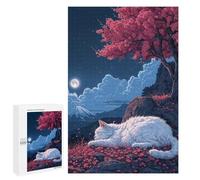Jigsaw for Teenagerss 1000 PCS Cute Cat Sleeping Sakura Jigsaws for Adults Relaxing Games For Family Fun Christmas Birthday Gifts 1000 PCS