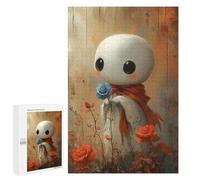 Jigsaw for Teenagerss 1000 PCS Cute Sheet Ghost with Blue Rose Adult Jigsaw Puzzle Brain Teaser Game Perfect Decoration Fun at Home Activities, 1000 PCS