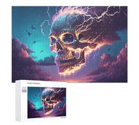 Jigsaw for Teenagerss 1000 PCS Electric Skull Sky Artwork Puzzles for Adults Relax Games Analysis And Logic Fun at Home Activities, 1000 PCS