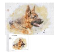 Jigsaw for Teenagerss 1000 PCS German Shepherd Watercolor Puzzles for Adults Relax Games Analysis And Logic Fun at Home Activities, 1000 PCS
