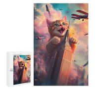 Jigsaw for Teenagerss 1000 PCS Giant Cat Attack Building Adult Jigsaw Puzzle Brain Teaser Game Perfect Decoration Fun at Home Activities, 1000 PCS