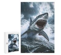 Jigsaw for Teenagerss 1000 PCS Great White Shark Attack Adult Jigsaw Puzzle Brain Teaser Game Perfect Decoration Fun at Home Activities, 1000 PCS