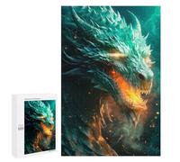 Jigsaw for Teenagerss 1000 PCS Green Glowing Dragon Adult Jigsaw Puzzle Brain Teaser Game Perfect Decoration Fun at Home Activities, 1000 PCS