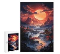 Jigsaw for Teenagerss 1000 PCS Japanese Waterfall Village Adult Jigsaw Puzzle Brain Teaser Game Perfect Decoration Fun at Home Activities, 1000 PCS