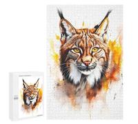 Jigsaw for Teenagerss 1000 PCS Lynx Watercolor Portrait Adult Jigsaw Puzzle Brain Teaser Game Perfect Decoration Fun at Home Activities, 1000 PCS