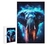 Jigsaw for Teenagerss 1000 PCS Neon Cyan Elephant Nebulae Jigsaws for Adults Relaxing Games For Family Fun Christmas Birthday Gifts 1000 PCS