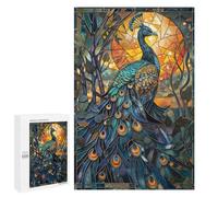 Jigsaw for Teenagerss 1000 PCS Radiant Stained Peacock Puzzle for Adults Relax Games But Fun And Humorous Unique Birthday And Xmas Gifts 1000 PCS