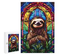 Jigsaw for Teenagerss 1000 PCS Sloth Stained Glass Teenagers Puzzles Relaxing Games Pattern Assembly Unique Birthday And Xmas Gifts 1000 PCS