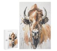 Jigsaw for Teenagerss 1000 PCS Watercolor Bison Adult Jigsaw Puzzle Relaxing Games Home Decoration Unique Birthday And Xmas Gifts 1000 PCS