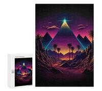 Jigsaw for Teenagerss 300 PCS A Retrowave Pyramid Jigsaws for Adults Relaxing Games For Family Fun Christmas Birthday Gifts 300 PCS