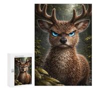 Jigsaw for Teenagerss 300 PCS Angry Deer with Glowing Blue Eyes Adult Jigsaw Puzzle Toy Wall Decor Precision Cutting Challenging Game Gifts 300 PCS