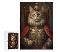 Jigsaw for Teenagerss 300 PCS Anthropomorphic King Cat Adult Jigsaw Puzzle Brain Teaser Game Perfect Decoration Fun at Home Activities, 300 PCS