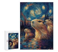 Jigsaw for Teenagerss 300 PCS Capybara Under Starry Night Puzzle for Adults Relax Games But Fun And Humorous Unique Birthday And Xmas Gifts 300 PCS
