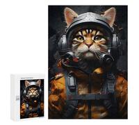 Jigsaw for Teenagerss 300 PCS Cat Pilot in Uniform Adult Jigsaw Puzzle Brain Teaser Game Perfect Decoration Fun at Home Activities, 300 PCS