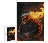 Jigsaw for Teenagerss 300 PCS Cobra Snake Fire Flames Adult Jigsaw Puzzle Brain Teaser Game Perfect Decoration Fun at Home Activities, 300 PCS