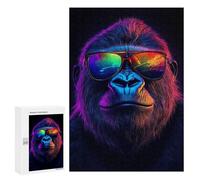 Jigsaw for Teenagerss 300 PCS Cool Gorilla with Sunglasses Puzzle for Adults Relax Games But Fun And Humorous Unique Birthday And Xmas Gifts 300 PCS