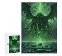 Jigsaw for Teenagerss 300 PCS Cthulhu Rising with Ship Adult Jigsaw Puzzle Brain Teaser Game Perfect Decoration Fun at Home Activities, 300 PCS