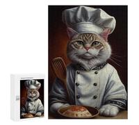 Jigsaw for Teenagerss 300 PCS Culinary Cat Chef -1 Adult Jigsaw Puzzle Brain Teaser Game Perfect Decoration Fun at Home Activities, 300 PCS