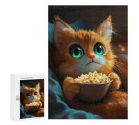 Jigsaw for Teenagerss 300 PCS Cute Cat Watching Movie Adult Jigsaw Puzzle Brain Teaser Game Perfect Decoration Fun at Home Activities, 300 PCS