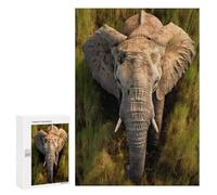 Jigsaw for Teenagerss 300 PCS Elephant Walking in Grass Adult Jigsaw Puzzle Brain Teaser Game Perfect Decoration Fun at Home Activities, 300 PCS