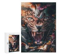 Jigsaw for Teenagerss 300 PCS Floral Leopard Adult Jigsaw Puzzle Brain Teaser Game Perfect Decoration Fun at Home Activities, 300 PCS