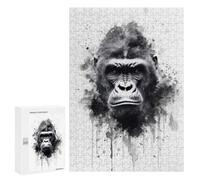 Jigsaw for Teenagerss 300 PCS Gorilla Beauty Black Ink Adult Jigsaw Puzzle Brain Teaser Game Perfect Decoration Fun at Home Activities, 300 PCS