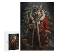 Jigsaw for Teenagerss 300 PCS Jolly Wolf Christmas Adult Jigsaw Puzzle Brain Teaser Game Perfect Decoration Fun at Home Activities, 300 PCS