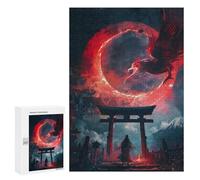 Jigsaw for Teenagerss 300 PCS Mystical Black Eagle Torii Jigsaws for Adults Relaxing Games For Family Fun Christmas Birthday Gifts 300 PCS