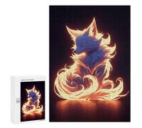 Jigsaw for Teenagerss 300 PCS Neon Fire Kitsune Fox Puzzle for Adults Relax Games But Fun And Humorous Unique Birthday And Xmas Gifts 300 PCS