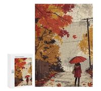Jigsaw for Teenagerss 300 PCS Rainy Autumn Walk Adult Jigsaw Puzzle Brain Teaser Game Perfect Decoration Fun at Home Activities, 300 PCS