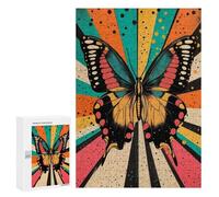 Jigsaw for Teenagerss 300 PCS Retro Butterfly Art Abstract Butterfly Illustration in Bold Colors Adult Jigsaw Puzzle Brain Teaser Game Perfect Decoration Fun at Home Activities, 300 PCS