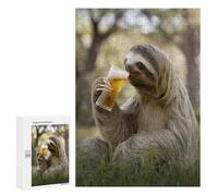 Jigsaw for Teenagerss 300 PCS Sloth Sipping A Beer Adult Jigsaw Puzzle Brain Teaser Game Perfect Decoration Fun at Home Activities, 300 PCS