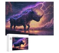 Jigsaw for Teenagerss 300 PCS Thundering Rhino Epic Wildlife Artwork Adult Jigsaw Puzzle Relaxing Games Home Decoration Unique Birthday And Xmas Gifts 300 PCS