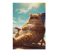 Jigsaw for Teenagerss 38x26cm/1000pcs Fat Cat Sunglasses Chills Jigsaw for Adults Hands-on Game Difficult Challenge Challenging Game Gifts 38x26cm/1000pcs