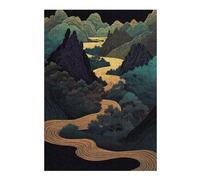 Jigsaw for Teenagerss 38x26cm/1000pcs Golden River Through Mountains Jigsaw for Adults Hands-on Game Difficult Challenge Challenging Game Gifts 38x26cm/1000pcs