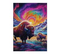 Jigsaw for Teenagerss 38x26cm/1000pcs Rainbow Bison Majesty Jigsaw for Adults DIY Toys Difficult Challenge Christmas Birthday Gifts 38x26cm/1000pcs