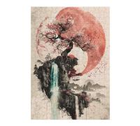 Jigsaw for Teenagerss 38x26cm/1000pcs Sakura Watrefall Yin Yang Jigsaw for Adults Hands-on Game Difficult Challenge Challenging Game Gifts 38x26cm/1000pcs