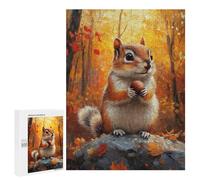 Jigsaw for Teenagerss 500 PCS Autumn Squirrel with Nut Adult Jigsaw Puzzle Brain Teaser Game Perfect Decoration Fun at Home Activities, 500 PCS