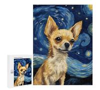 Jigsaw for Teenagerss 500 PCS Chihuahua Starry Night Puzzles for Adults Relax Games Analysis And Logic Fun at Home Activities, 500 PCS