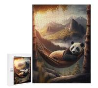 Jigsaw for Teenagerss 500 PCS Chilling Hammock Panda Puzzles for Adults Relax Games Analysis And Logic Fun at Home Activities, 500 PCS