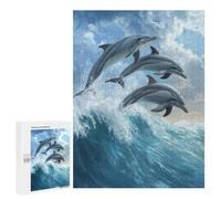 Jigsaw for Teenagerss 500 PCS Dolphins Leaping Wave Puzzle for Adults Relax Games But Fun And Humorous Unique Birthday And Xmas Gifts 500 PCS
