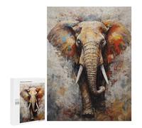 Jigsaw for Teenagerss 500 PCS Elephant Walking in Paint Adult Jigsaw Puzzle Brain Teaser Game Perfect Decoration Fun at Home Activities, 500 PCS